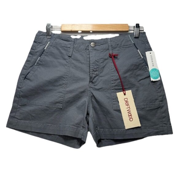 NWT Driftwood Flora Utility Embroidered Shorts Grey Sz 26 Cotton Blend Stretch - Picture 1 of 11